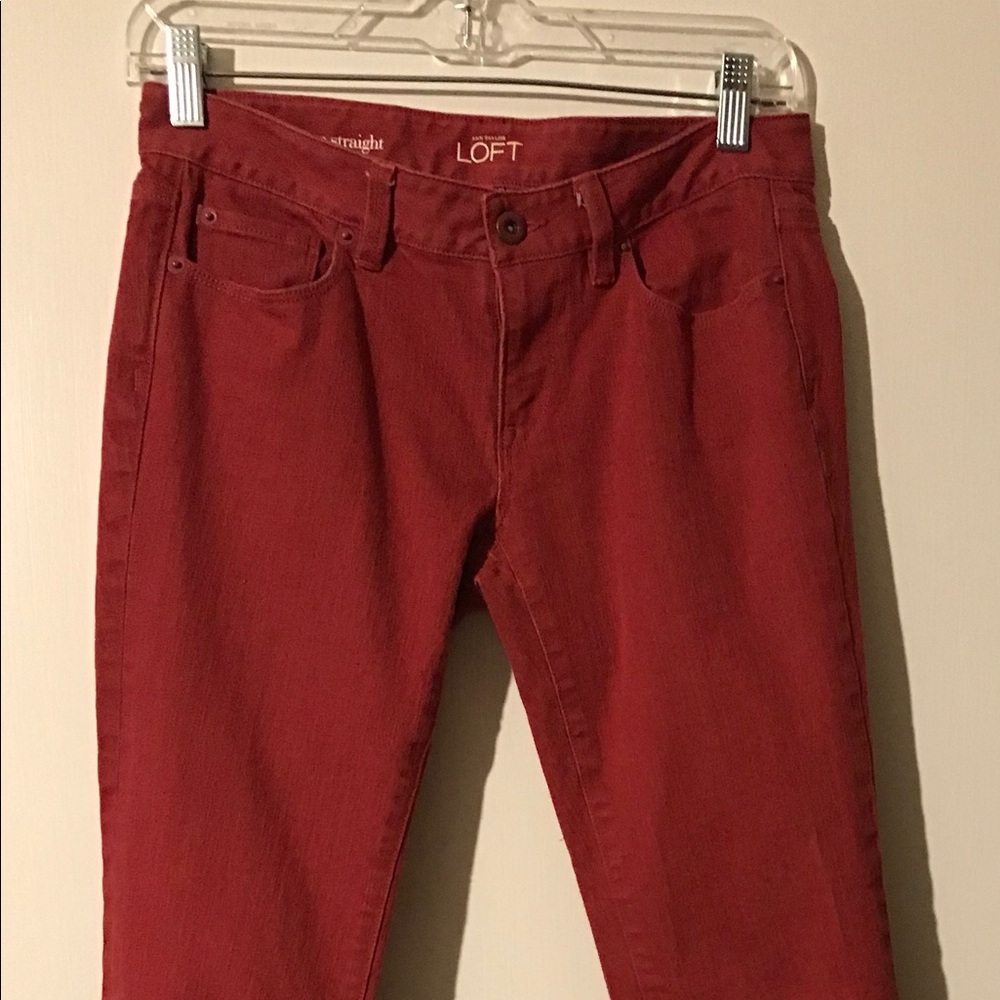 Red denim crop pants size 2P by Ann Taylor Loft